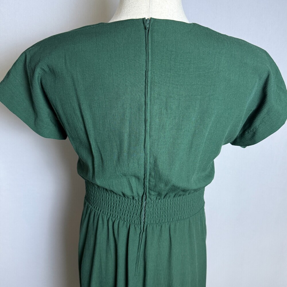Vintage 90s Sunshine Starshine by Halmode Sz 10 Emerald Green Pleated Midi Dress - Picture 9 of 16